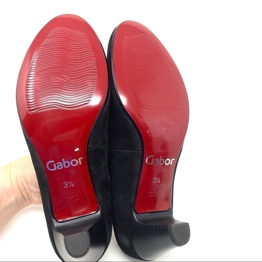 Gabor Black suede Vesta S Court Shoes with Red Bottoms - Picture 6 of 10